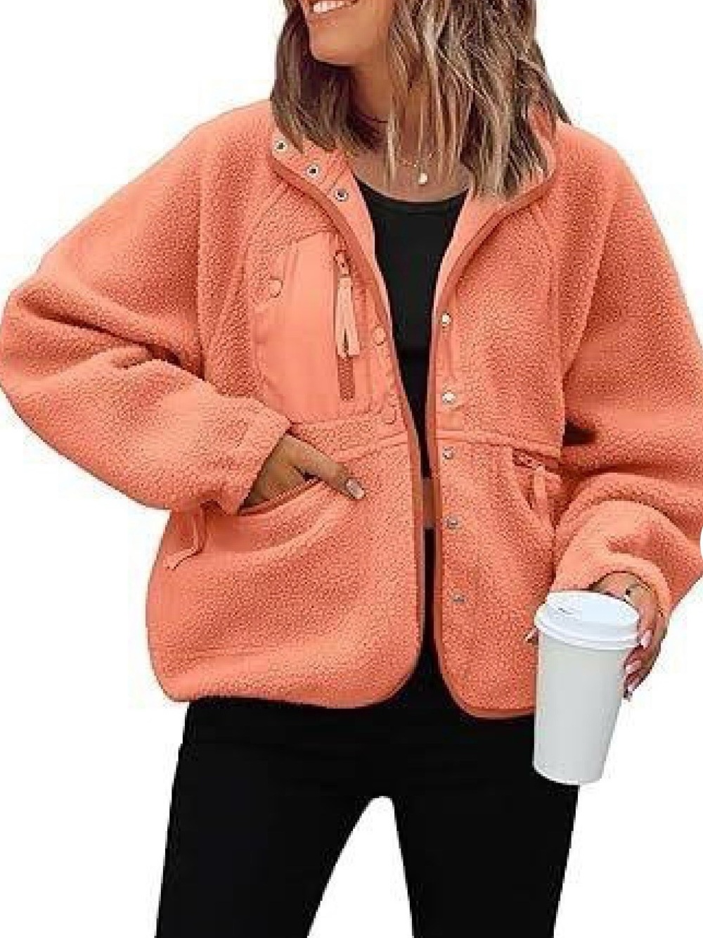 Women’s Oversized Sherpa Button-Up Jacket